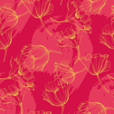 Haşhaş desenli. Beyaz arka planda gelincikler. Tekstil, duvar kâğıtları, baskılar ve web tasarımı için kullanılabilir.