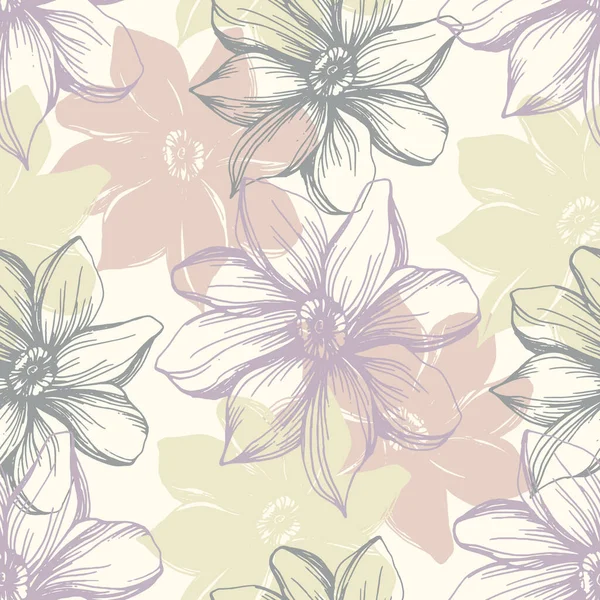 Fleurs Sauvages Motif Sans Couture Kosmeya Motif Floral Fond Végétal — Image vectorielle