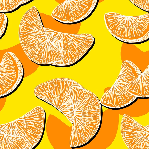 Mandarin Floral Pattern Vector Seamless Fruit Background Agrumes Fleurs Feuilles — Image vectorielle
