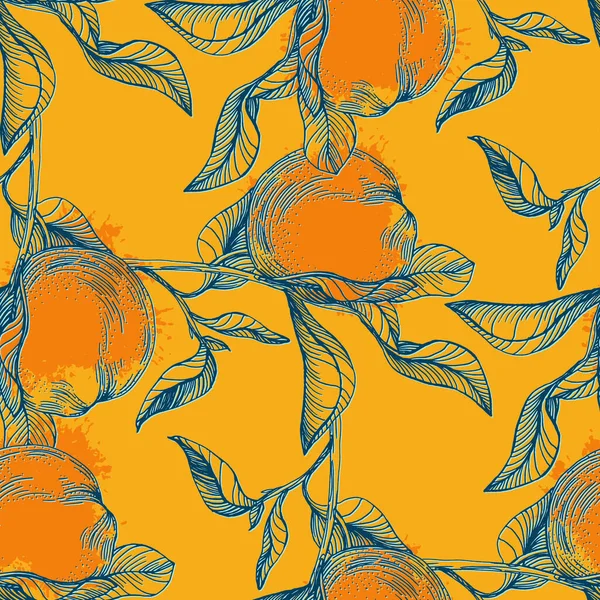 采购产品普通话花纹 无缝果背景 柑橘类水果 用于印刷 壁纸的老式柠檬设计 — 图库矢量图片
