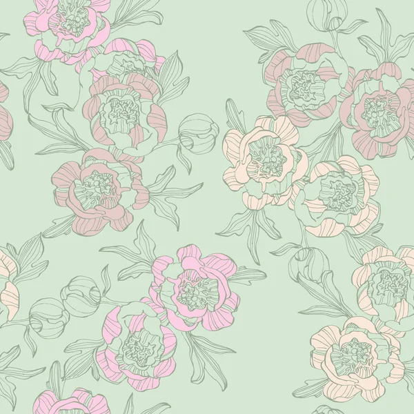 Рисунок Пионного Цветка Семян Элегантный Элемент Дизайна Поздравительных Открыток День — стоковый вектор