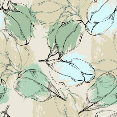 Keçi boynuzuyla kusursuz desen. Keçiboynuzu meyvesi Kahverengi tohumlar Duvar kağıdı, baskı, ambalaj, tekstil tasarımı, kağıt. Vektör illüstrasyonu.