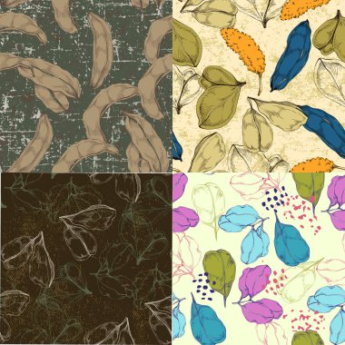 Keçi boynuzuyla kusursuz desen. Keçiboynuzu meyvesi Kahverengi tohumlar Duvar kağıdı, baskı, ambalaj, tekstil tasarımı, kağıt. Vektör illüstrasyonu.