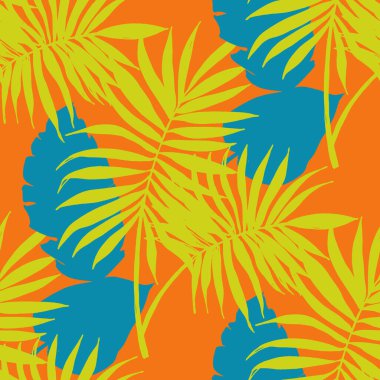 Stilize Hindistan cevizi hurma ile Dikişsiz tropikal desen bırakır.