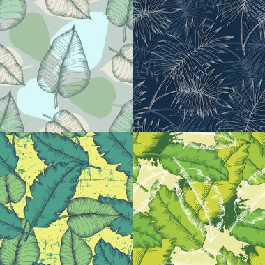 Stilize Hindistan cevizi hurma ile Dikişsiz tropikal desen bırakır.