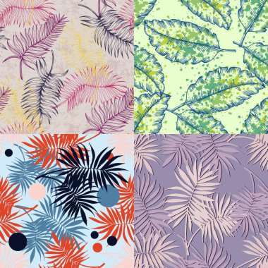 Stilize Hindistan cevizi hurma ile Dikişsiz tropikal desen bırakır.