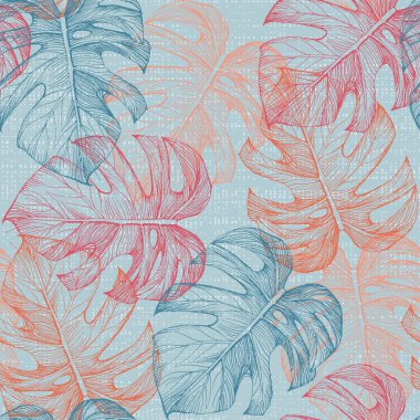 Stilize Hindistan cevizi hurma ile Dikişsiz tropikal desen bırakır.