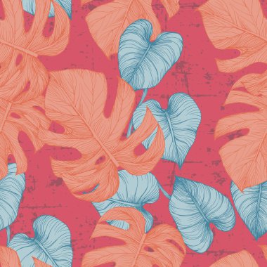 Stilize Hindistan cevizi hurma ile Dikişsiz tropikal desen bırakır.