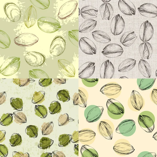 Pistachios Drawn Sketch Seamless Pattern Vintage Style Botanical Drawing Nut — Stock Vector