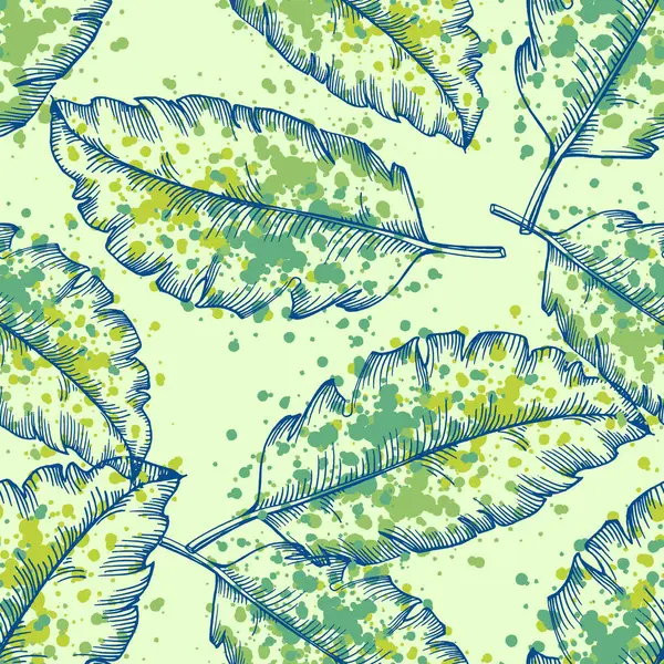 Nahtloses Tropisches Muster Mit Stilisierten Kokospalmenblättern — Stockvektor