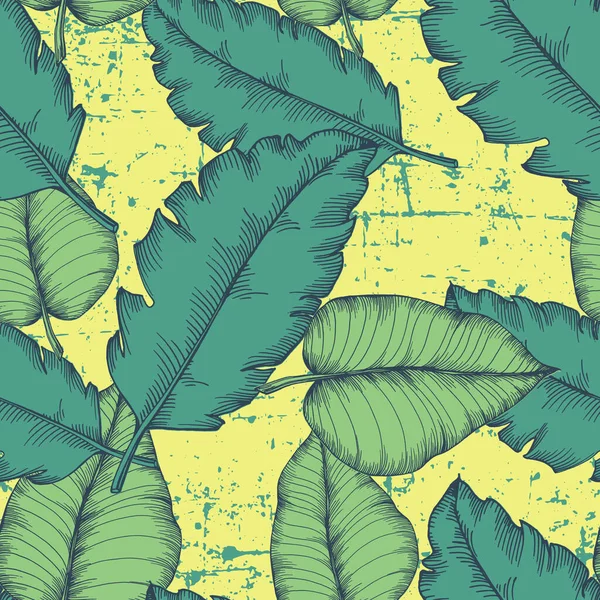 Nahtloses Tropisches Muster Mit Stilisierten Kokospalmenblättern — Stockvektor