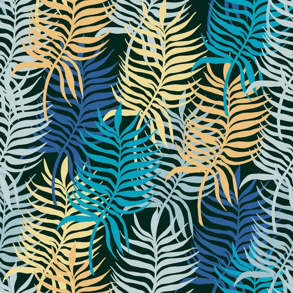 无缝热带模式与程式化的椰子棕榈叶 — 图库矢量图片