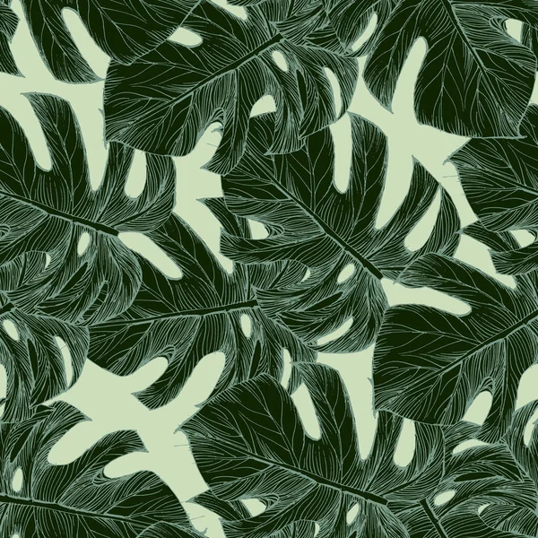 Varrat Nélküli Trópusi Minta Stilizált Kókusz Pálma Levelek — Stock Vector