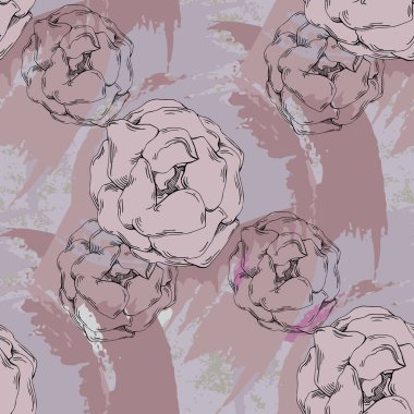 Şakayık çiçekli kusursuz boho deseni. Retro kolaj deseni. Düğün kırtasiyesi için çağdaş baskı, selamlar, duvar kağıtları, moda, geçmiş, dokular, DIY, ambalajlar, kartlar