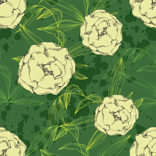 Motif Floral Boho Sans Couture Avec Des Fleurs Pivoine Modèle — Image vectorielle