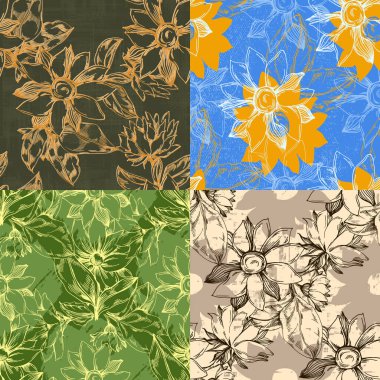 Ayçiçeği deseni kusursuz. Moda kumaşı ya da diğer basılabilir kapaklar için mükemmel bir süs..