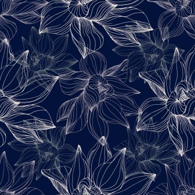 Nilüfer deseni, vektör lotus kaplama duvar kağıtları, kumaş, doku, arka plan. Çiçekli güzel nilüfer çiçeği. Çiçekli, pürüzsüz desenler..