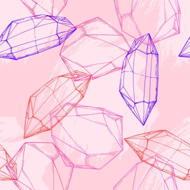 Kristal pürüzsüz desen. Mücevher değerli taşlar vektör deseni pürüzsüz biçimdeydi..