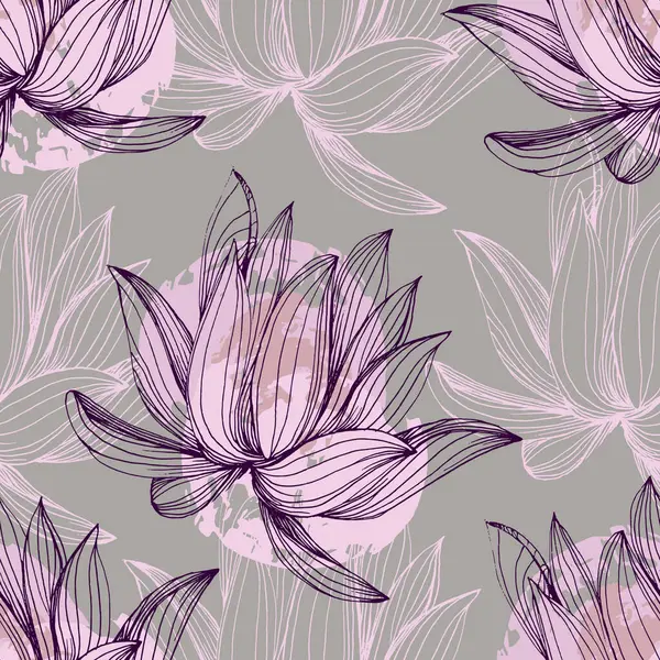 Lotus Naadloos Patroon Vector Spa Lotus Wallpapers Stof Textuur Achtergrond — Stockvector