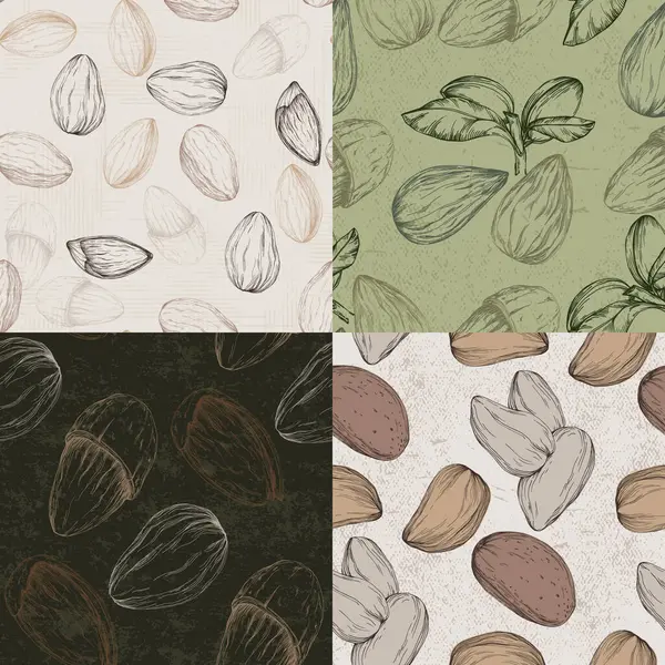 Almonds Seamless Pattern Useful Restaurant Identity Packaging Menu Design Interior — Stock Vector