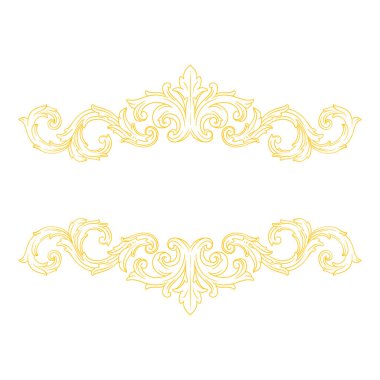 Altın Sınır veya çerçeve dekoratif filigran kaligrafi ögesi barok tarzı vintage ve retro