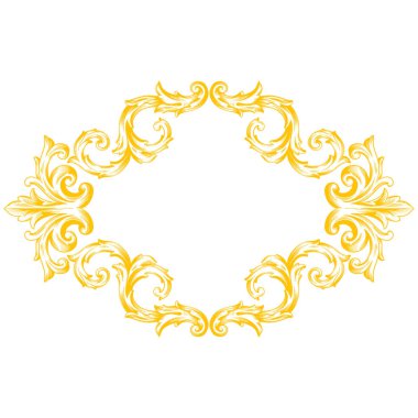 Altın Sınır veya çerçeve dekoratif filigran kaligrafi ögesi barok tarzı vintage ve retro