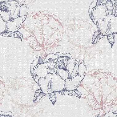 Şakayık çiçekli kusursuz boho deseni. Retro kolaj deseni. Düğün kırtasiyesi için çağdaş baskı, selamlar, duvar kağıtları, moda, geçmiş, dokular, DIY, ambalajlar, kartlar