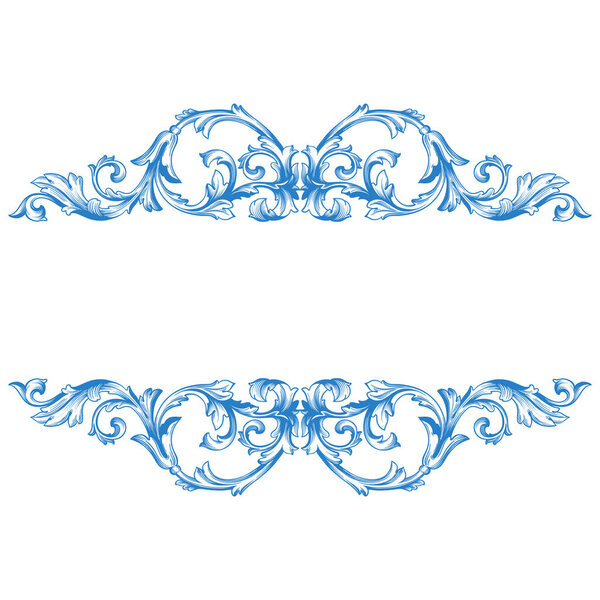 Border or frame decorative filigree calligraphy element in baroque style vintage and retro