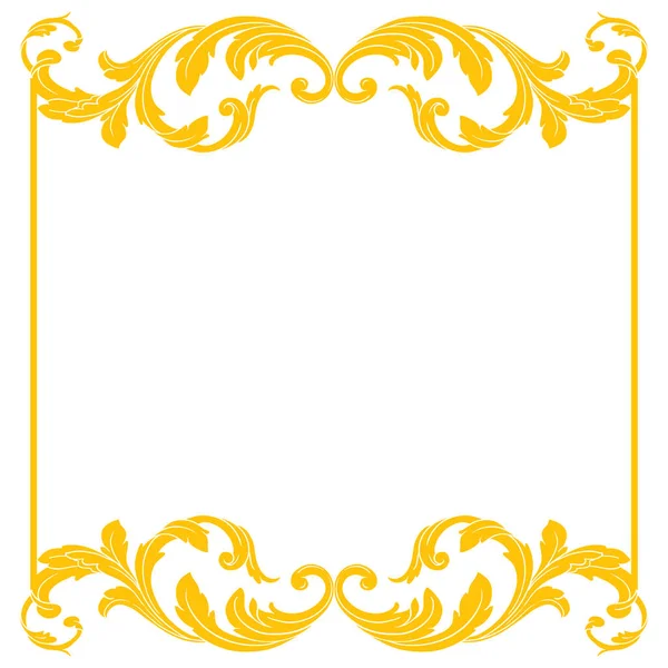 Gold Border Frame Decorative Filigree Calligraphy Element Baroque Style Vintage — Stock Vector