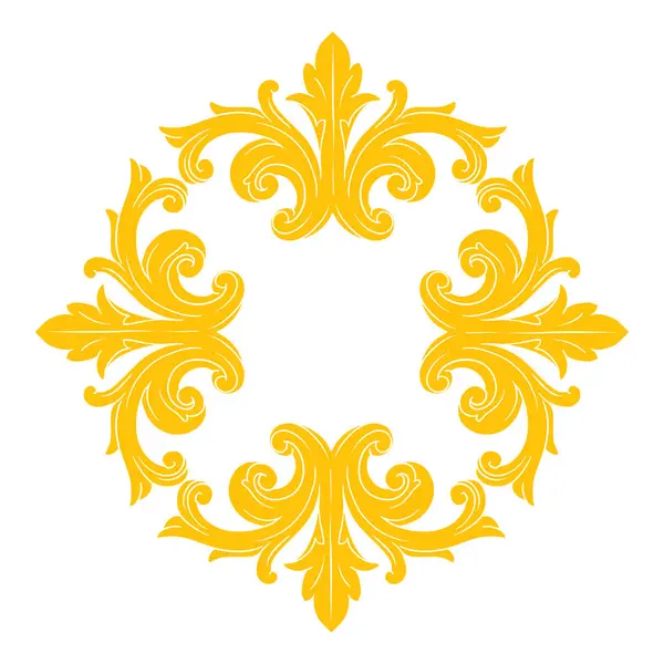 Gold Border Frame Decorative Filigree Calligraphy Element Baroque Style Vintage — Stock Vector