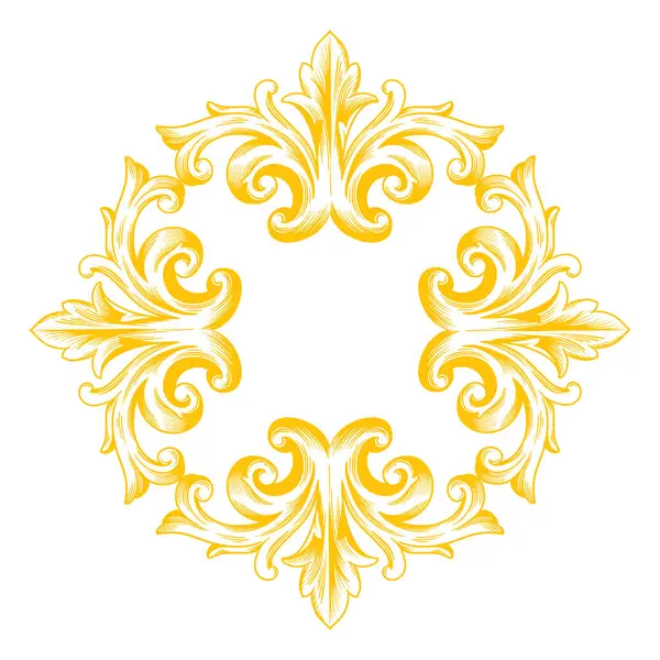 Altın Sınır Veya Çerçeve Dekoratif Filigran Kaligrafi Ögesi Barok Tarzı — Stok Vektör