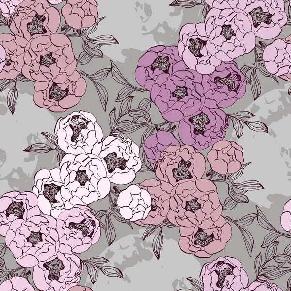 Patrón Floral Boho Sin Costuras Con Flores Peonía Rosa Patrón — Vector de stock