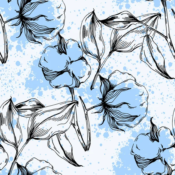 Pamuk Çiçekleri Pürüzsüz Desen Kağıt Kumaş Sarmak Için Mükemmel — Stok Vektör