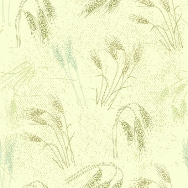 Weizenanbau Nahtloses Muster Handgezeichnete Vektorillustration Von Weizen Für Den Hintergrund — Stockvektor
