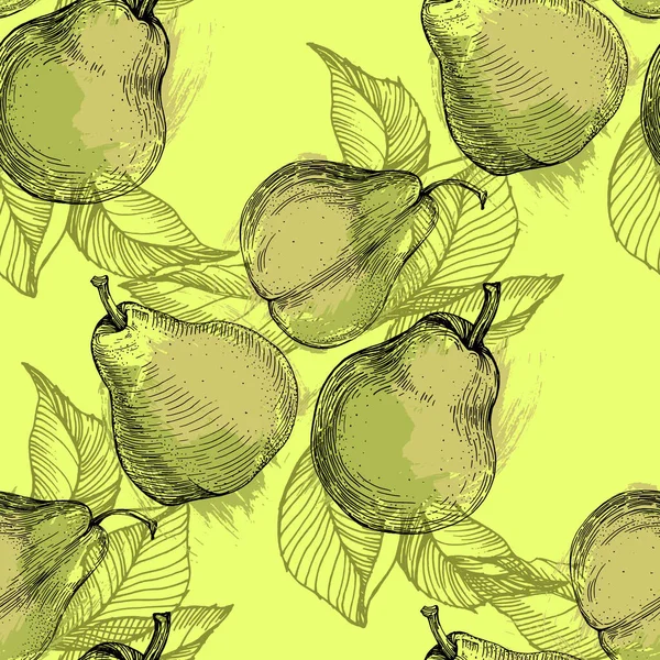シームレスピアパターン 印刷物 包むペーパー フルーツの店のための背景設計 フルーツの背景 — ストックベクタ