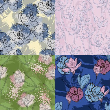 Baharda düğün, yıldönümü, doğum günü ve parti için kusursuz çiçek desenleri. Davetiye kartı, resim çerçevesi, poster, albüm tasarımı