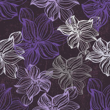 Lavanta çiçekleri vektörsüz desen. Güzel retro el, karalama tarzında çiçekli arka planda boğulur. Yaz ve bahar tekstil ürünleri, afişler, duvar kağıtları, ambalajlar için harika..