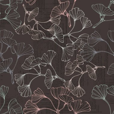 Ginkgo Biloba Fabrikası Kusursuz Şablon. Ayurvedic Tıp Teması. Japon Ağacı. Doğa çeşitli tekstil tasarımı ve tıbbi kozmetik tasarımı için tasarım bırakır. Vektör illüstrasyonu