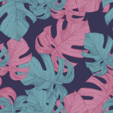 Stilize Hindistan cevizi hurma ile Dikişsiz tropikal desen bırakır.