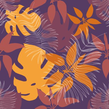 Stilize Hindistan cevizi hurma ile Dikişsiz tropikal desen bırakır.