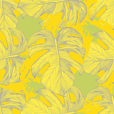 Stilize Hindistan cevizi hurma ile Dikişsiz tropikal desen bırakır.