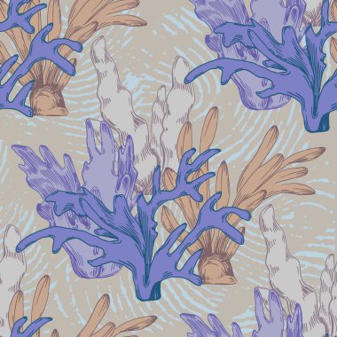 El çizimi mercanlar pürüzsüz desen, sualtı arka planı, tekstil, afiş, duvar kağıtları, ambalaj - vektör tasarımı için harika.