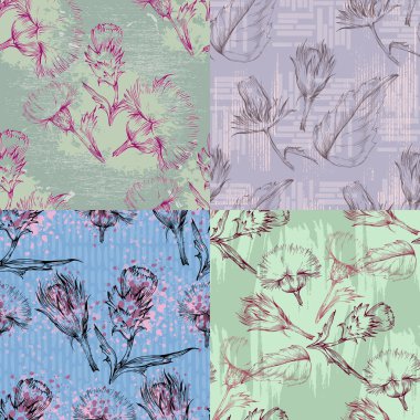 İskoç Devedikeni Çiçeği Kusursuz Desen.