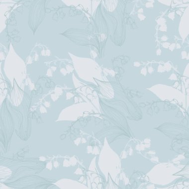 Bahar çiçekleriyle kusursuz çiçek desenleri vadideki Lily. Vektör çiçek izleri