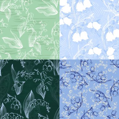 Bahar çiçekleriyle kusursuz çiçek desenleri vadideki Lily. Vektör çiçek izleri