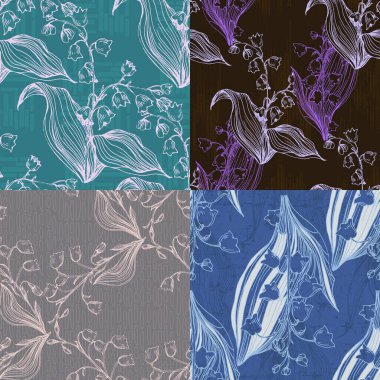 Bahar çiçekleriyle kusursuz çiçek desenleri vadideki Lily. Vektör çiçek izleri