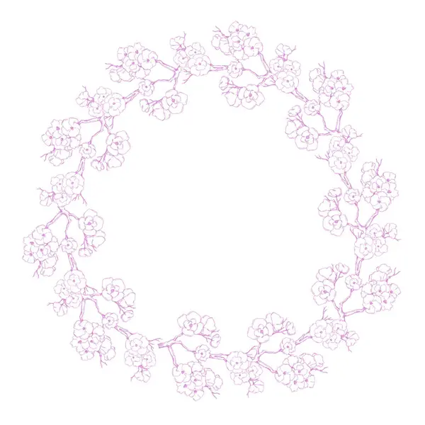 美しい桜の花とシームレスなパターン 桜の枝の絵画 — ストックベクタ