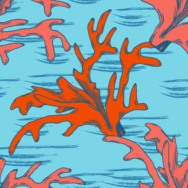 El çizimi mercanlar pürüzsüz desen, sualtı arka planı, tekstil, afiş, duvar kağıtları, ambalaj - vektör tasarımı için harika.