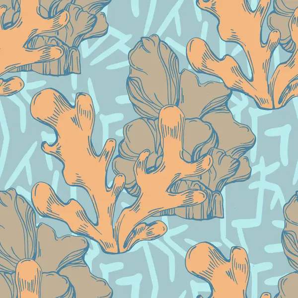 El çizimi mercanlar pürüzsüz desen, sualtı arka planı, tekstil, afiş, duvar kağıtları, ambalaj - vektör tasarımı için harika.