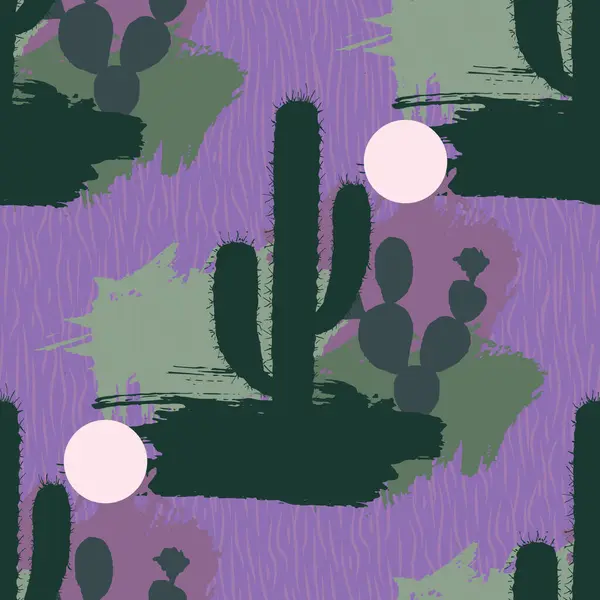 Kaktus Boho Bezszwowy Wzór Dziki Zachód Motywy Niekończące Się Tekstury — Wektor stockowy